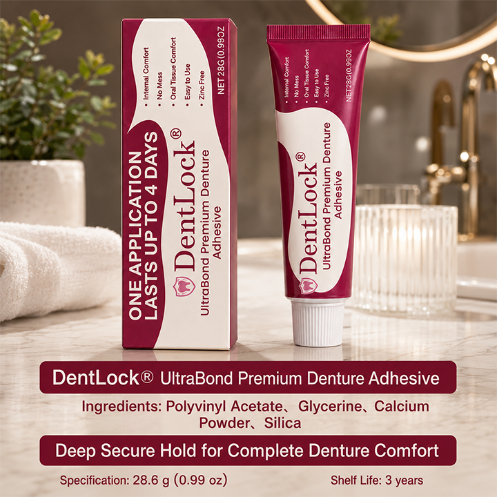 DentLock® UltraBond Premium Denture Adhesive 🔥 FDA Certified (Clinically Proven 4-Day Hold for Secure, Comfortable & Zinc-Free Denture Fit 🦷)