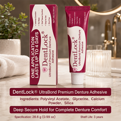DentLock® UltraBond Premium Denture Adhesive 🔥 FDA Certified (Clinically Proven 4-Day Hold for Secure, Comfortable & Zinc-Free Denture Fit 🦷)