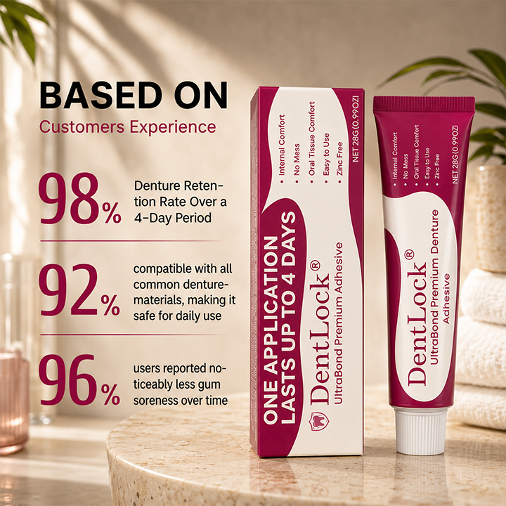 DentLock® UltraBond Premium Denture Adhesive 🔥 FDA Certified (Clinically Proven 4-Day Hold for Secure, Comfortable & Zinc-Free Denture Fit 🦷)