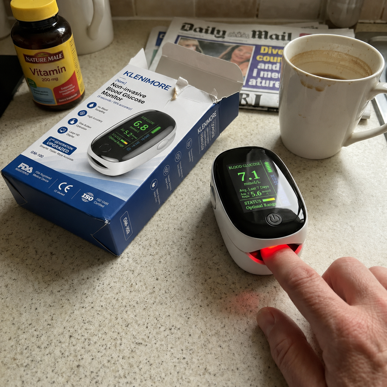 KLENIMORE compact wellness monitor in use