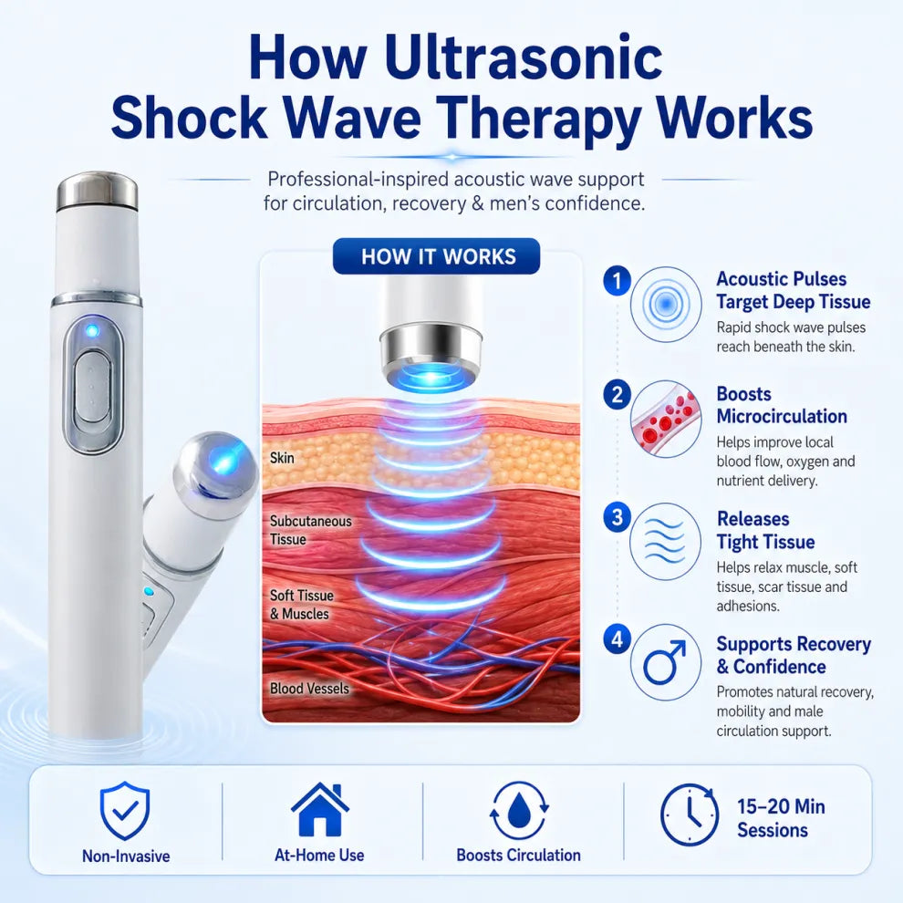 Ultrasonic Shock WaveTherapy Massager--Restore Circulation.Relieve Deep Pain.Rebuild Male Confidence.