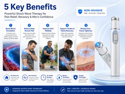 Ultrasonic Shock WaveTherapy Massager--Restore Circulation.Relieve Deep Pain.Rebuild Male Confidence.