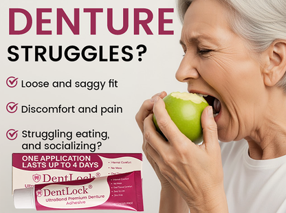 DentLock® UltraBond Premium Denture Adhesive 🔥 FDA Certified (Clinically Proven 4-Day Hold for Secure, Comfortable & Zinc-Free Denture Fit 🦷)