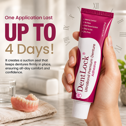 DentLock® UltraBond Premium Denture Adhesive 🔥 FDA Certified (Clinically Proven 4-Day Hold for Secure, Comfortable & Zinc-Free Denture Fit 🦷)