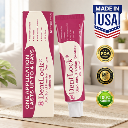 DentLock® UltraBond Premium Denture Adhesive 🔥 FDA Certified (Clinically Proven 4-Day Hold for Secure, Comfortable & Zinc-Free Denture Fit 🦷)