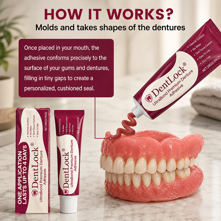 DentLock® UltraBond Premium Denture Adhesive 🔥 FDA Certified (Clinically Proven 4-Day Hold for Secure, Comfortable & Zinc-Free Denture Fit 🦷)